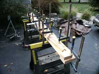 Custom Gothic Stair Post - Before Rough Cleanup In Clamps