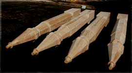 Custom Gothic Stair Posts - Dowward View of Four